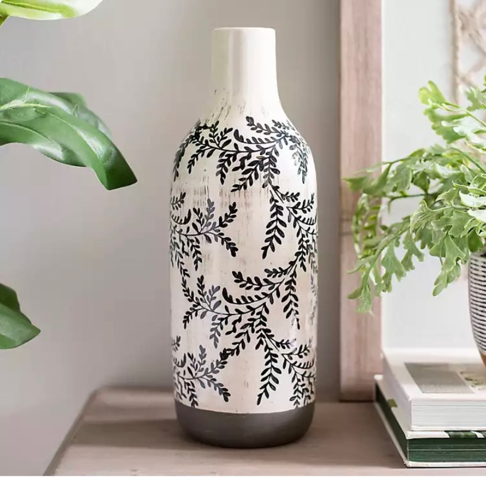 Vine Print Ceramic Vase